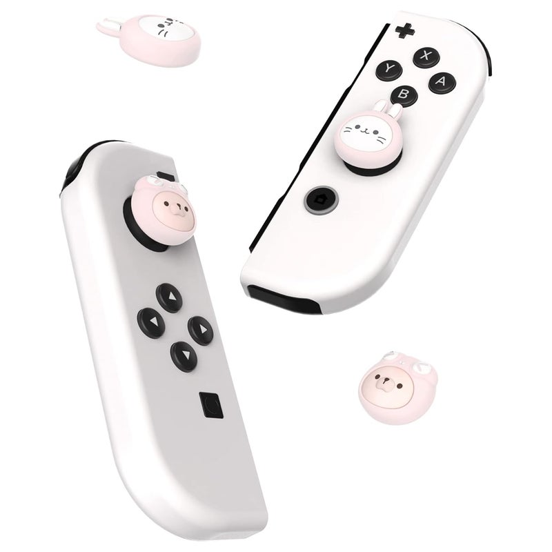 playvital Joystick Caps for Nintendo Switch, Thumbstick Grips for Switch Lite, Analog Cover for OLED Joycon Thumb Grip Caps - Pink Cosplaying Kitten & Puppy - Image 5